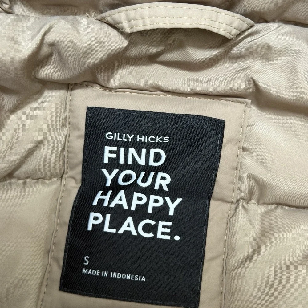 Hollister Men's Lightweight Thermore Hooded Puffer Jacket Size S Brown Outdoors‎
